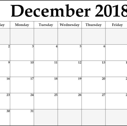 December 2018 Calendar