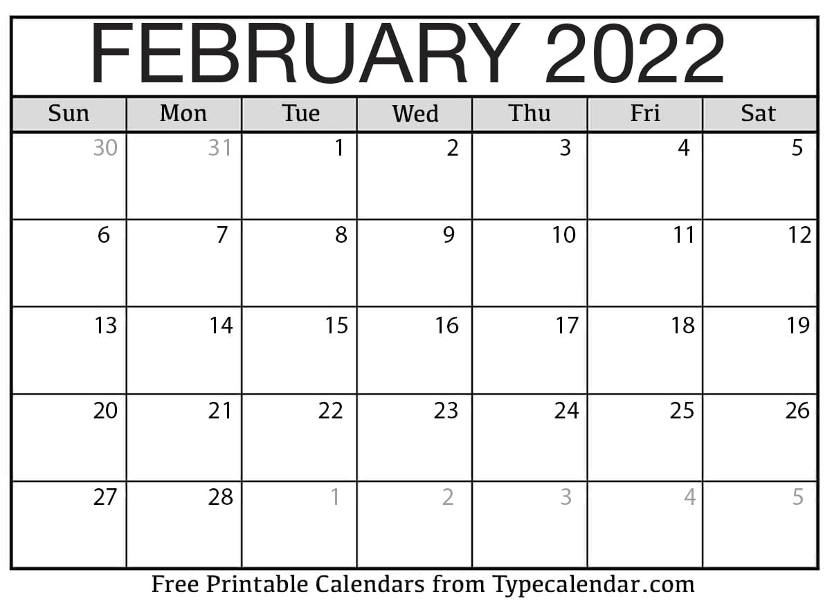 February 2022 Calendar