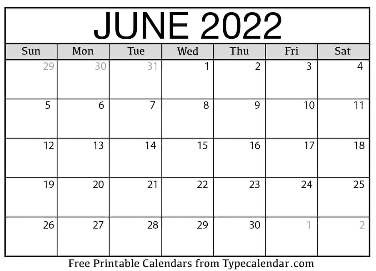 June 2022 Calendar