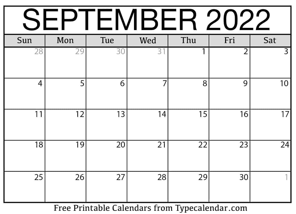 September Calendar 2022