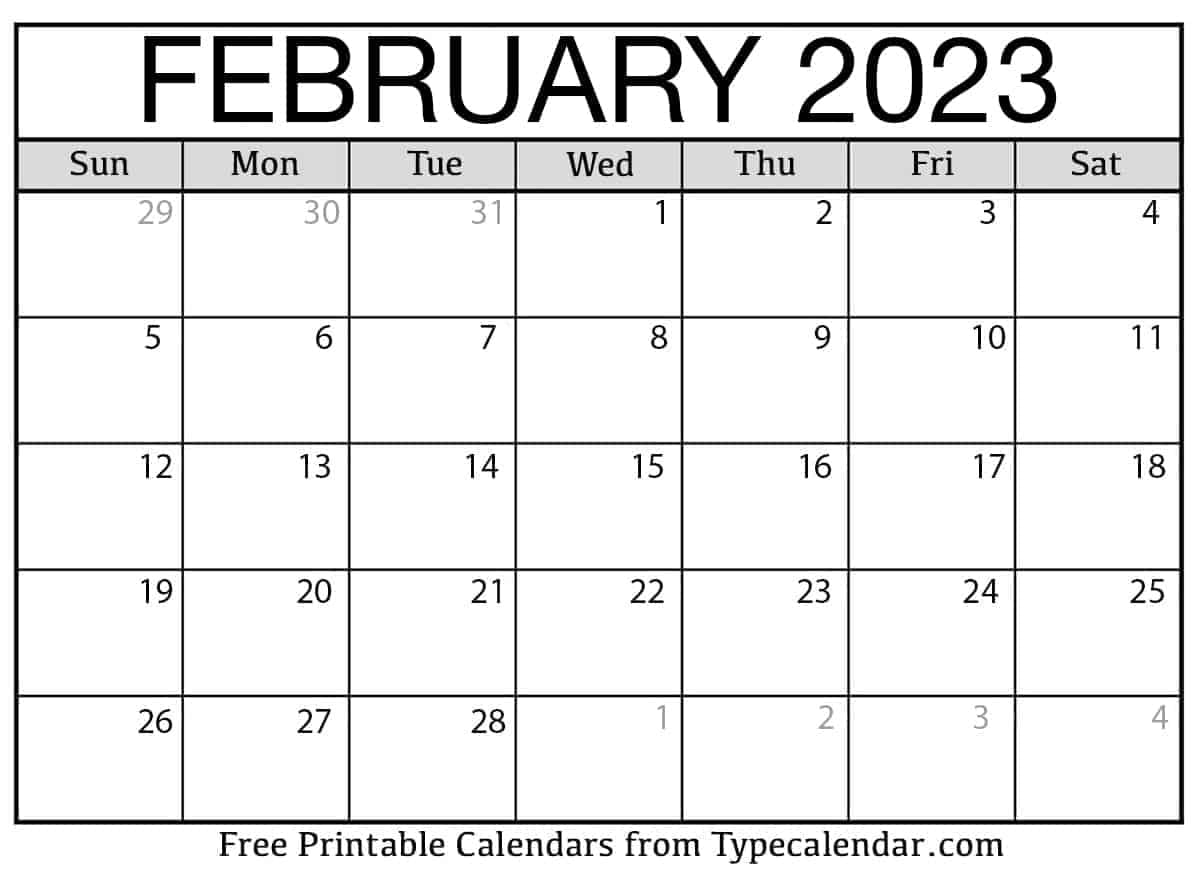 February Calendar 2023
