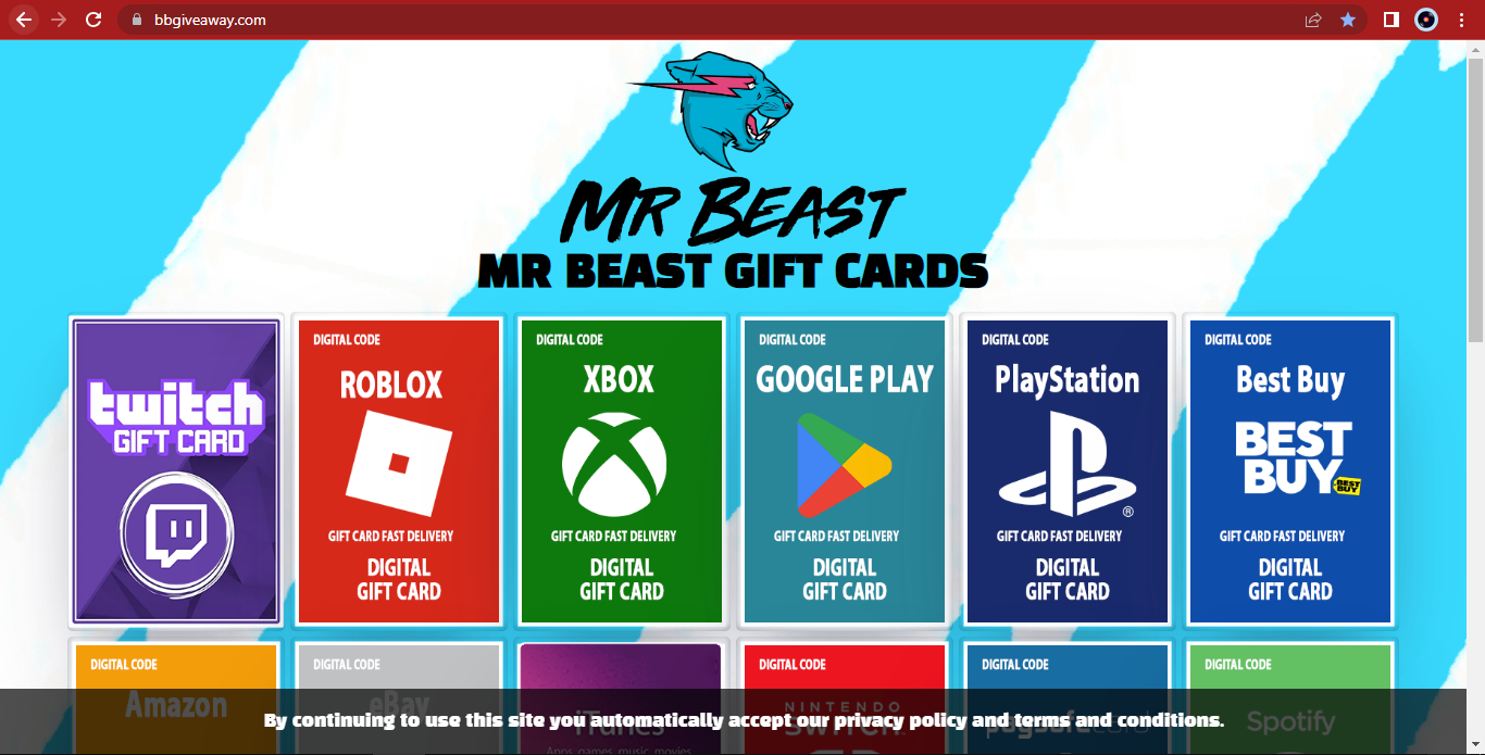 Mr.Beast Gift Cards Giveaway