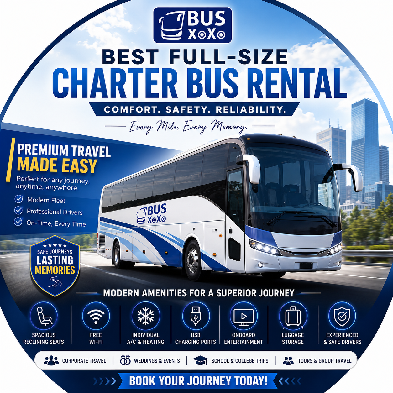 full size charter bus rental