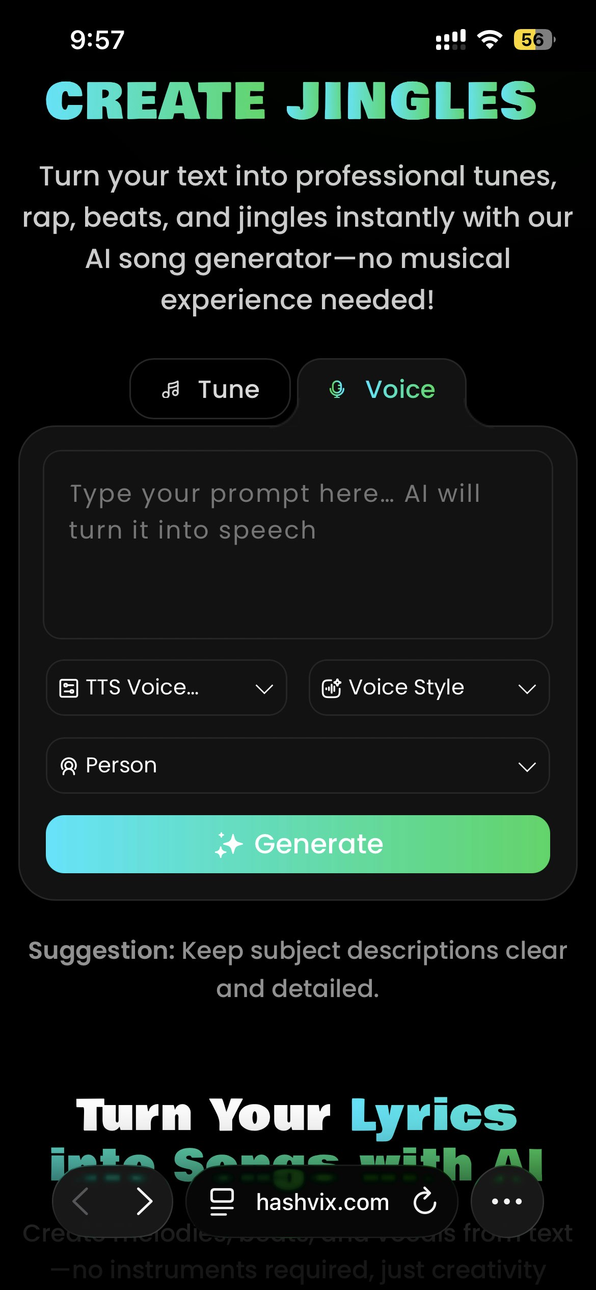 Hashvix Ai Vocal & Tune Generator